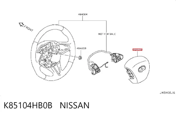 Подушка безпеки, водійська, AIRBAG K85104HB0B Nissan/Infiniti