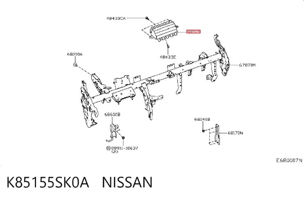 Подушка безпеки, пасажирська, AIRBAG K85155SK0A Nissan/Infiniti