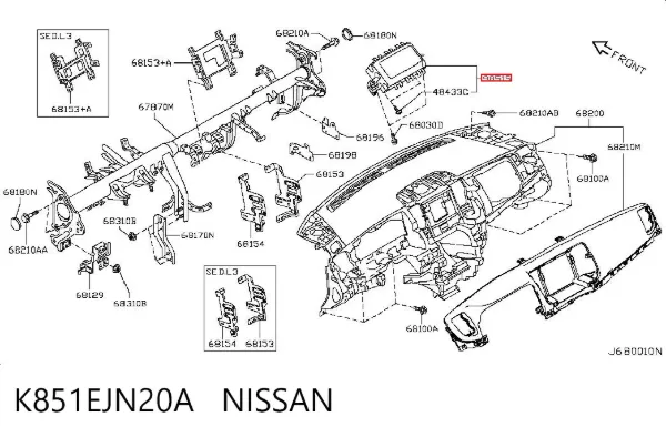 Подушка безпеки, пасажирська, AIRBAG K851EJN20A Nissan/Infiniti