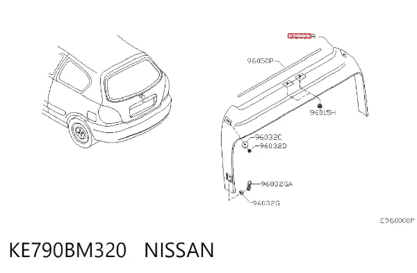 Спойлер 3/5-й, задніх дверей KE790BM320 Nissan/Infiniti