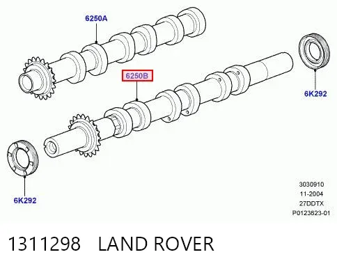 Розподільний вал двигуна випускний лівий 1311298 Land Rover