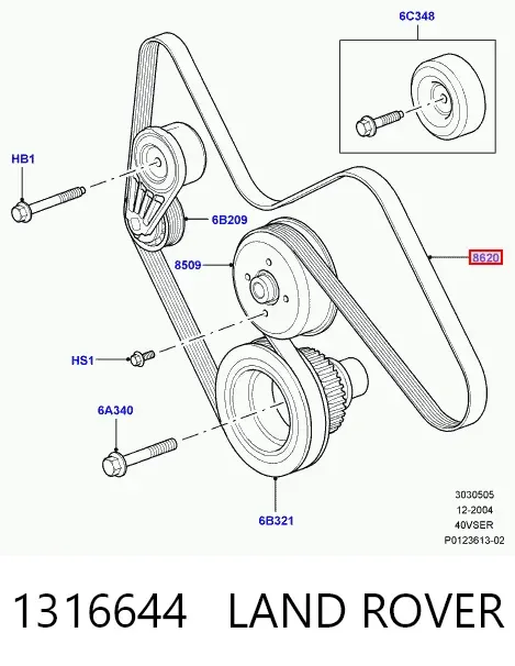 Ремінь генератора 1316644 Land Rover