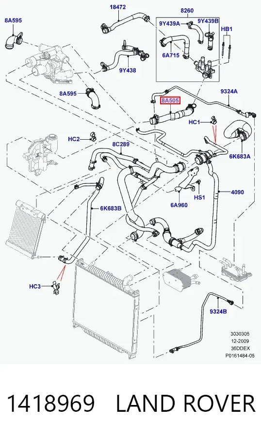 Патрубок термостата 1418969 Land Rover