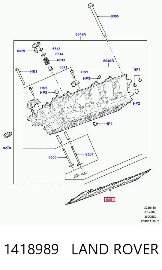 Прокладка головки блока циліндрів (ГБЦ), права 1418989 Land Rover