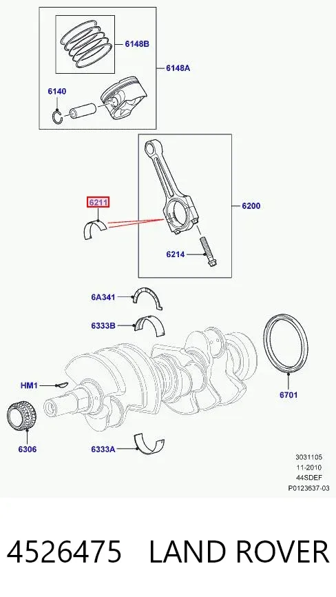 Вкладиші шатунні 4526475 Land Rover
