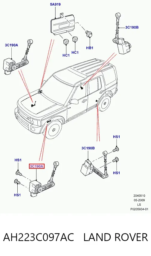 Датчик рівня положення кузова, передній AH223C097AC Land Rover