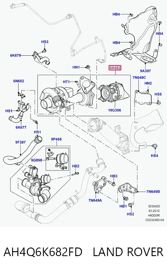 Турбіна AH4Q6K682FD Land Rover