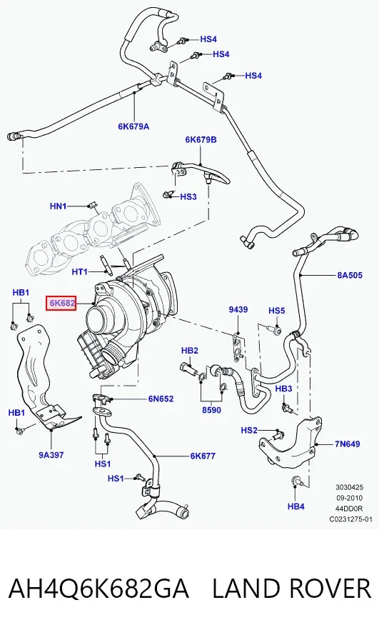 Турбіна AH4Q6K682GA Land Rover