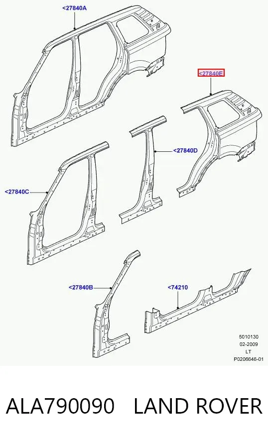 Крило заднє ліве ALA790090 Land Rover