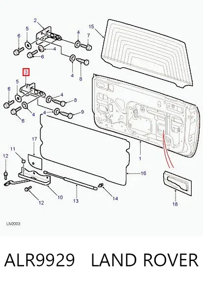 Петля задньої багажної, 3/5 -ої двері ALR9929 Land Rover