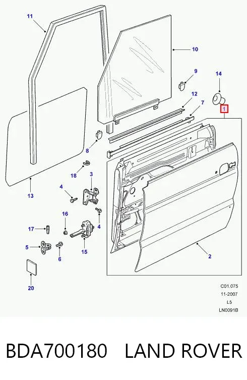 Двері праві передні BDA700180 Land Rover