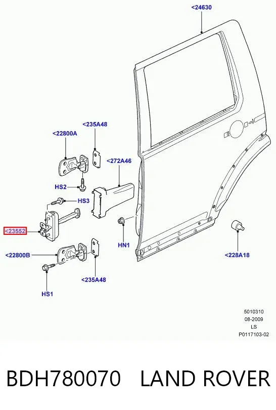Обмежувач відкриття дверей, передній BDH780070 Land Rover