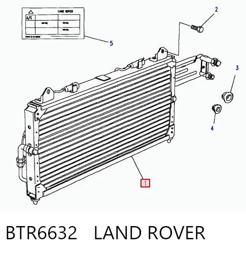Радіатор кондиціонера BTR6632 Land Rover