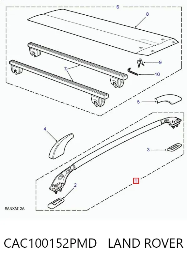 Рейлінг даху лівий CAC100152PMD Land Rover