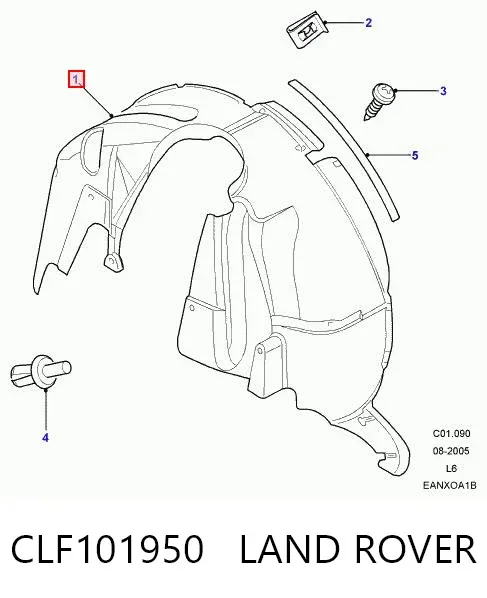 Підкрилок заднього крила, лівий CLF101950 Land Rover