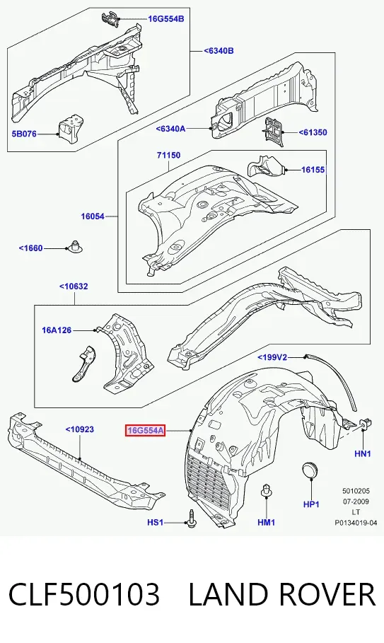 Підкрилок передній правий CLF500103 Land Rover
