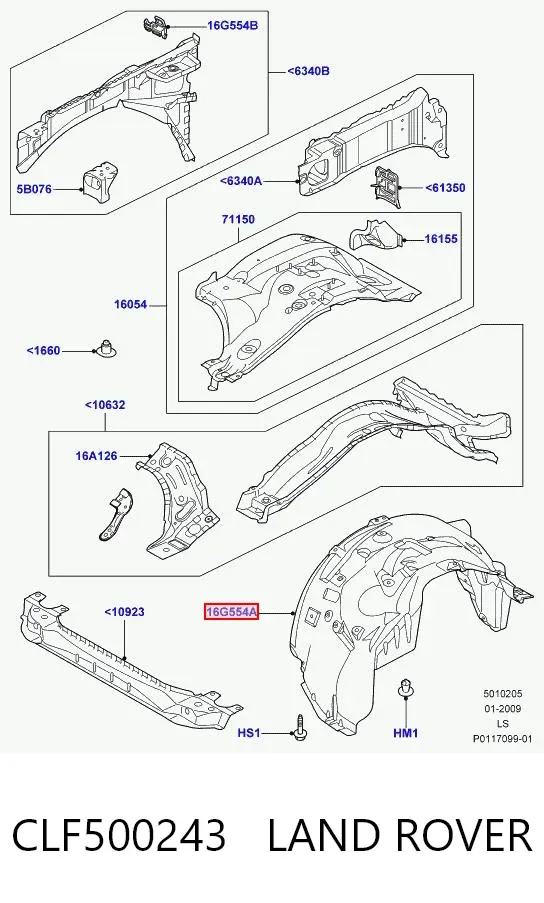 Підкрилок передній правий CLF500243 Land Rover