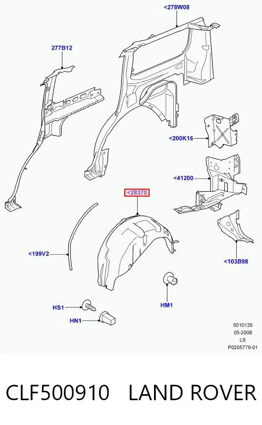 Підкрилок заднього крила, лівий CLF500910 Land Rover