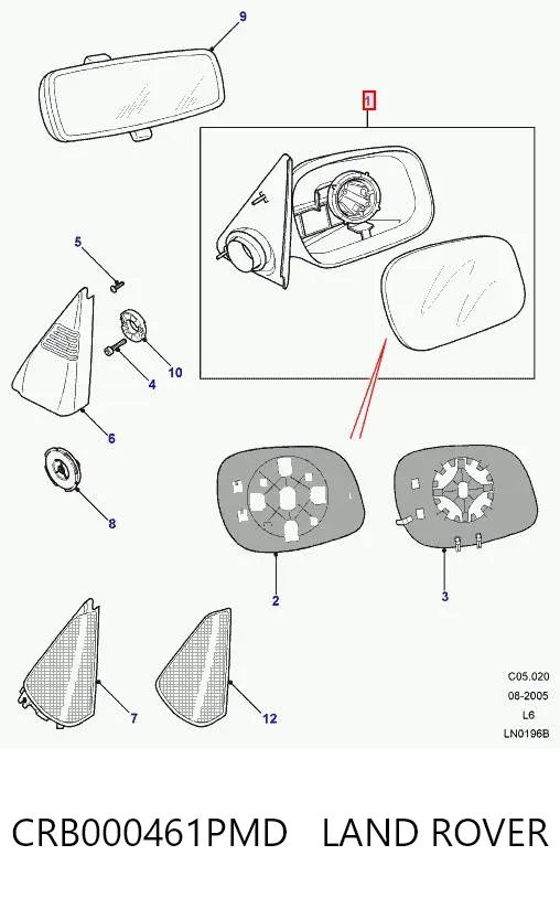 Дзеркало праве CRB000461PMD Land Rover