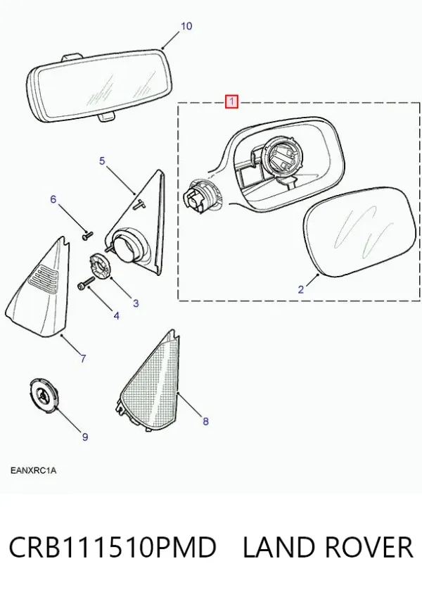 Ліве бокове дзеркало CRB111510PMD Land Rover