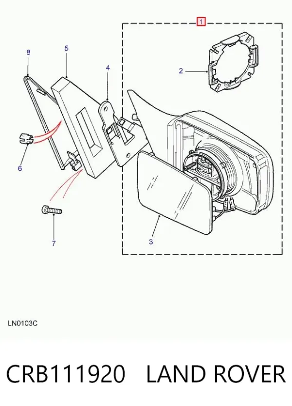 Дзеркало праве CRB111920 Land Rover