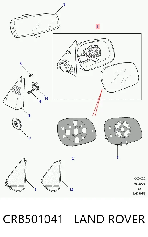 Дзеркало праве CRB501041 Land Rover