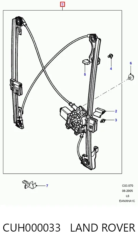 Склопідйомник передньої лівої двері CUH000033 Land Rover