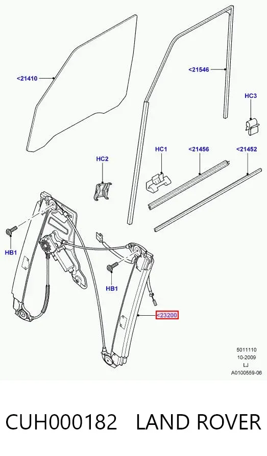 Механізм склопідіймача двері передньої, правої CUH000182 Land Rover