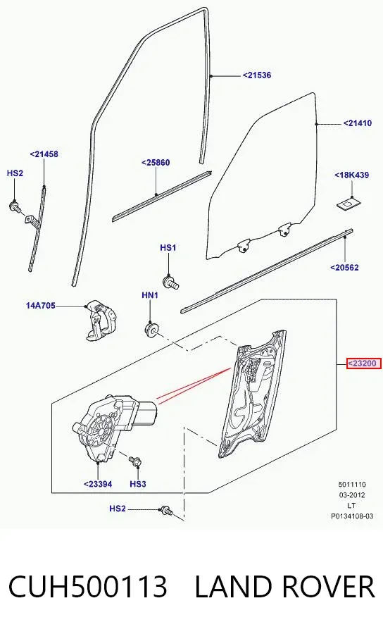 Склопідйомник передньої лівої двері CUH500113 Land Rover