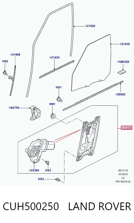 Склопідйомник передньої лівої двері CUH500250 Land Rover