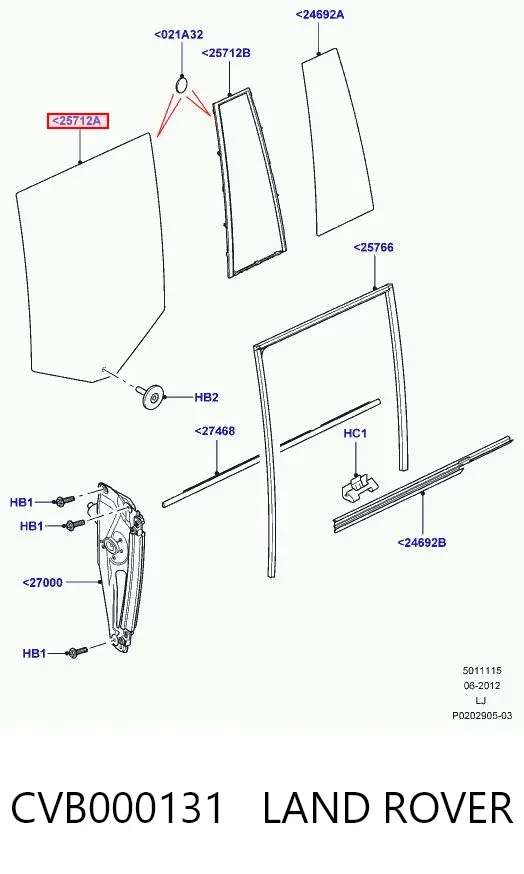 Скло задньої двері лівої CVB000131 Land Rover