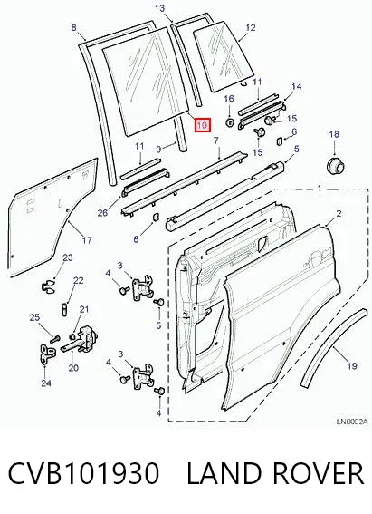 Скло задньої двері лівої CVB101930 Land Rover