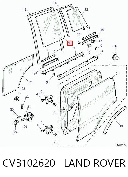 Скло задньої двері правої CVB102620 Land Rover