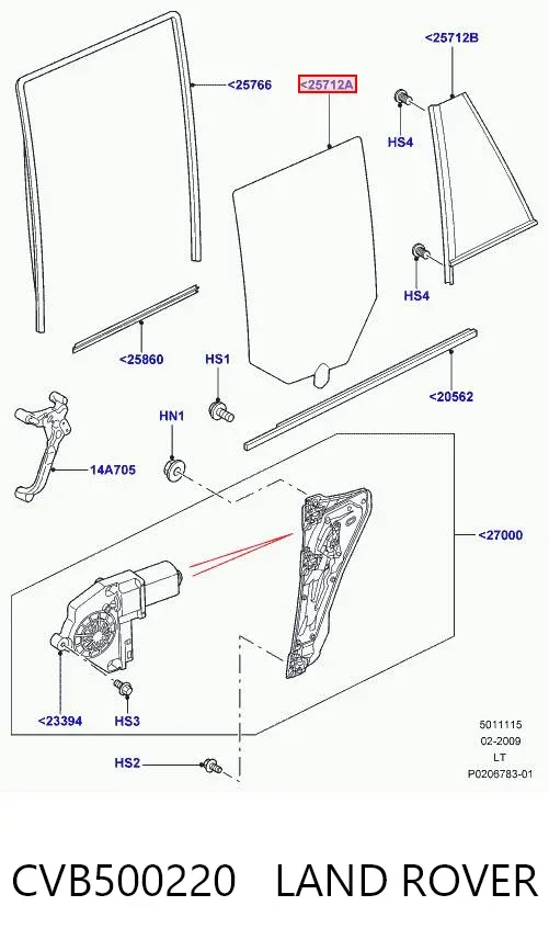 Скло задньої двері правої CVB500220 Land Rover