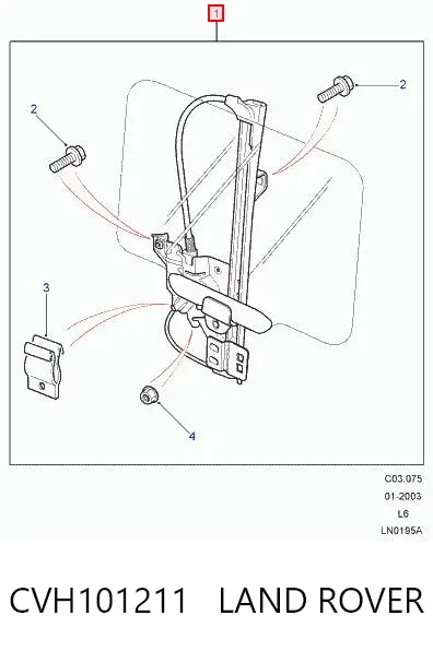 Механізм склопідіймача двері задньої, лівої CVH101211 Land Rover
