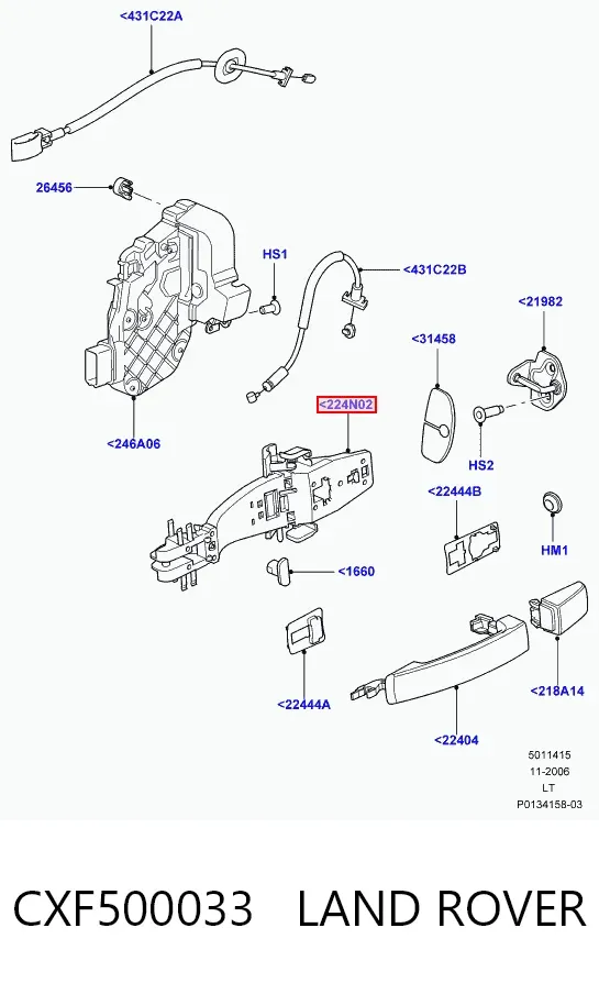 Тримач зовнішньої ручки дверей, задніх лівих CXF500033 Land Rover