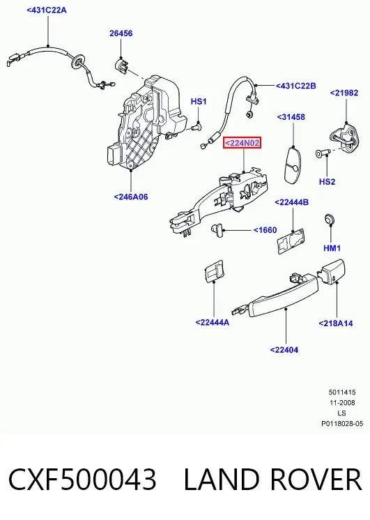 Тримач зовнішньої ручки дверей, передньої правої CXF500043 Land Rover