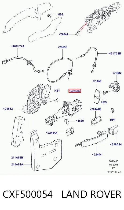 Тримач зовнішньої ручки дверей, передньої лівої CXF500054 Land Rover