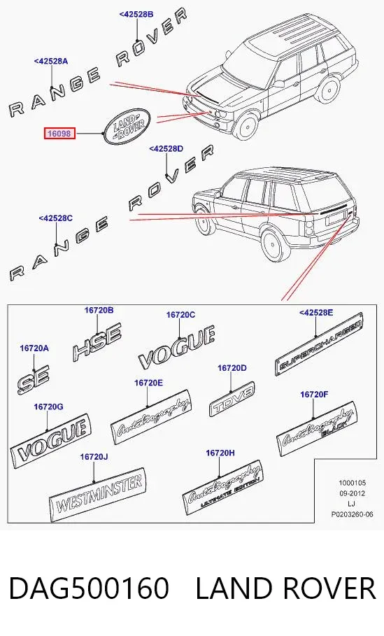 Емблема кришки багажника DAG500160 Land Rover