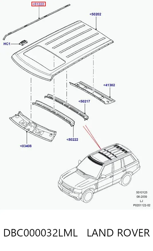 Молдинг даху, лівий DBC000032LML Land Rover