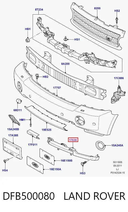 Спойлер переднього бампера, правий DFB500080 Land Rover