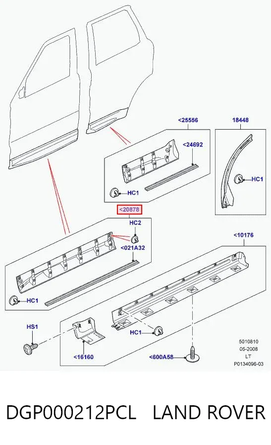 Молдинг передньої лівої двері DGP000212PCL Land Rover