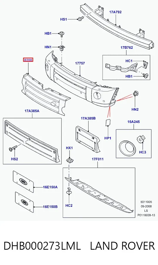 Решітка радіатора DHB000273LML Land Rover