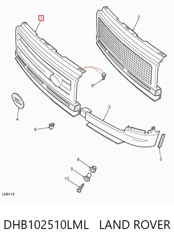 Решітка радіатора DHB102510LML Land Rover