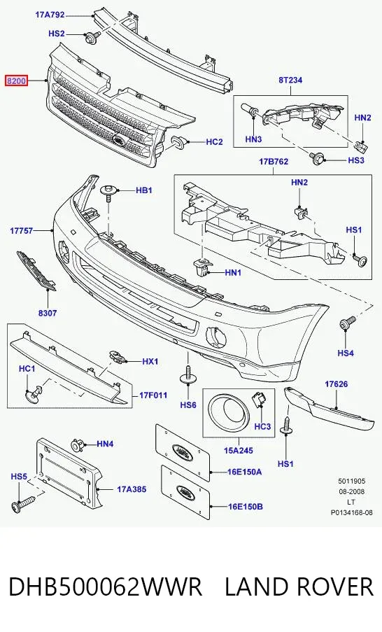 Решітка радіатора DHB500062WWR Land Rover