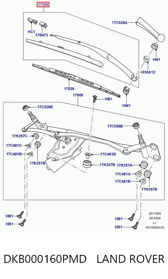 Важіль склоочисника DKB000160PMD Land Rover