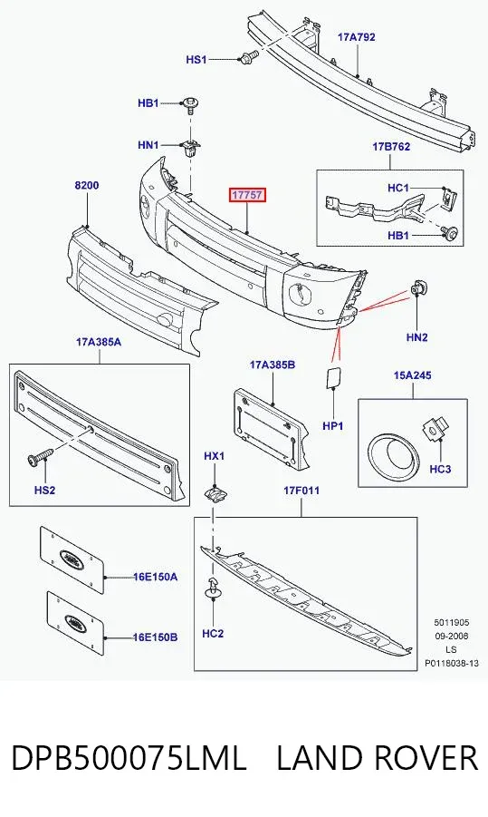 Передній бампер DPB500075LML Land Rover