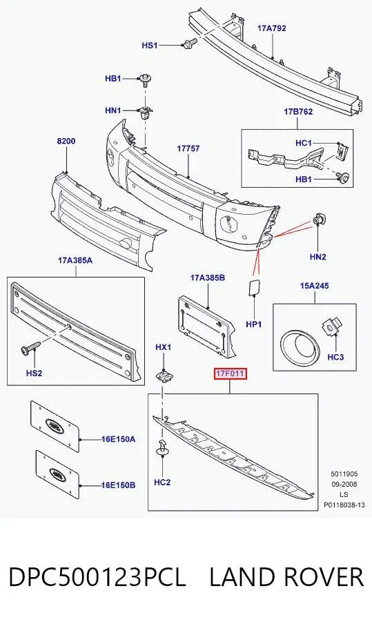 Заглушки буксирувального гака DPC500123PCL Land Rover