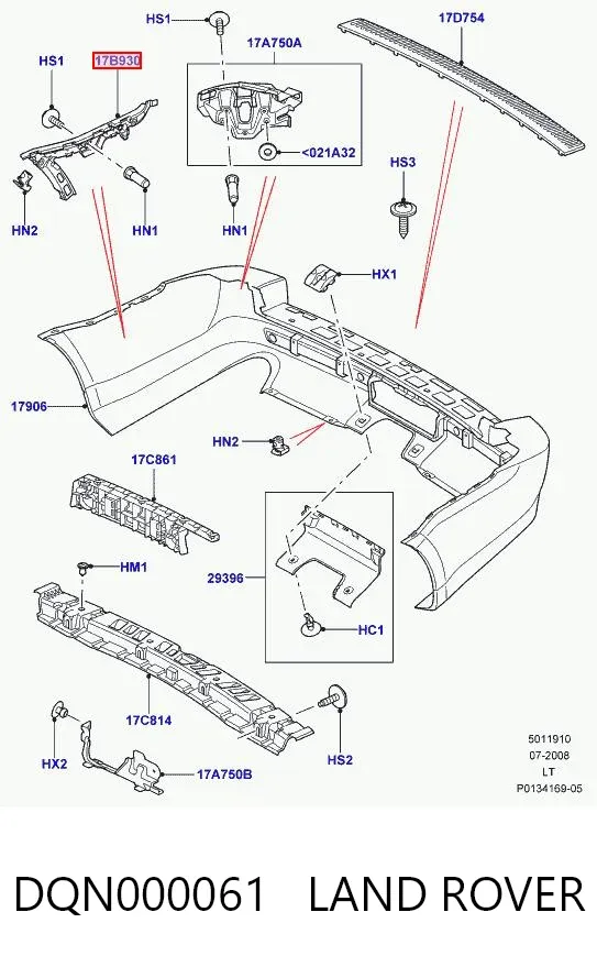 Кронштейн бампера заднього, зовнішній правий DQN000061 Land Rover