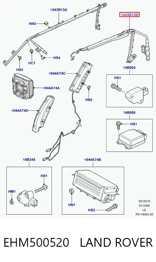 Подушка безпеки, збоку, права, AIRBAG EHM500520 Land Rover